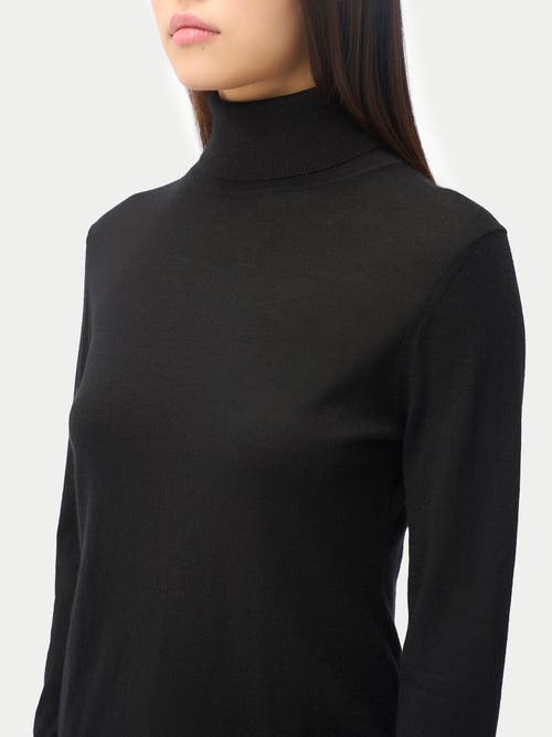 Gobi Mongolian Cashmere Wardrobe Essential Cashmere-silk T-neck Sweater In Black