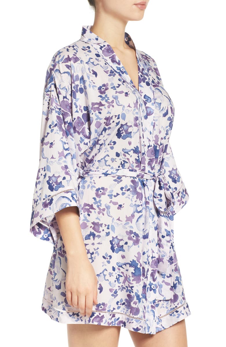 Nordstrom Lingerie Sweet Dreams Print Robe, Alternate, color, Purple Tint Watercolor Floral
