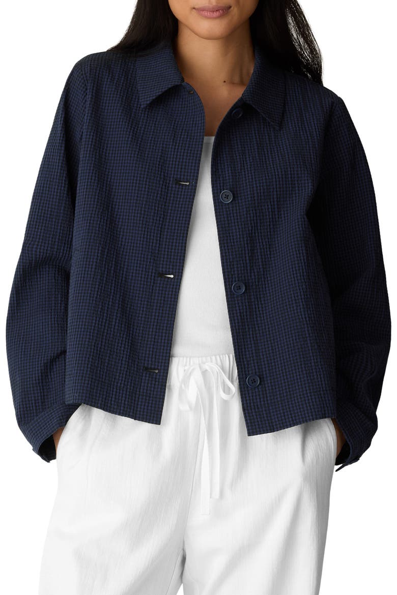Check Stretch Cotton Jacket, Main, color, DEEP DIVE