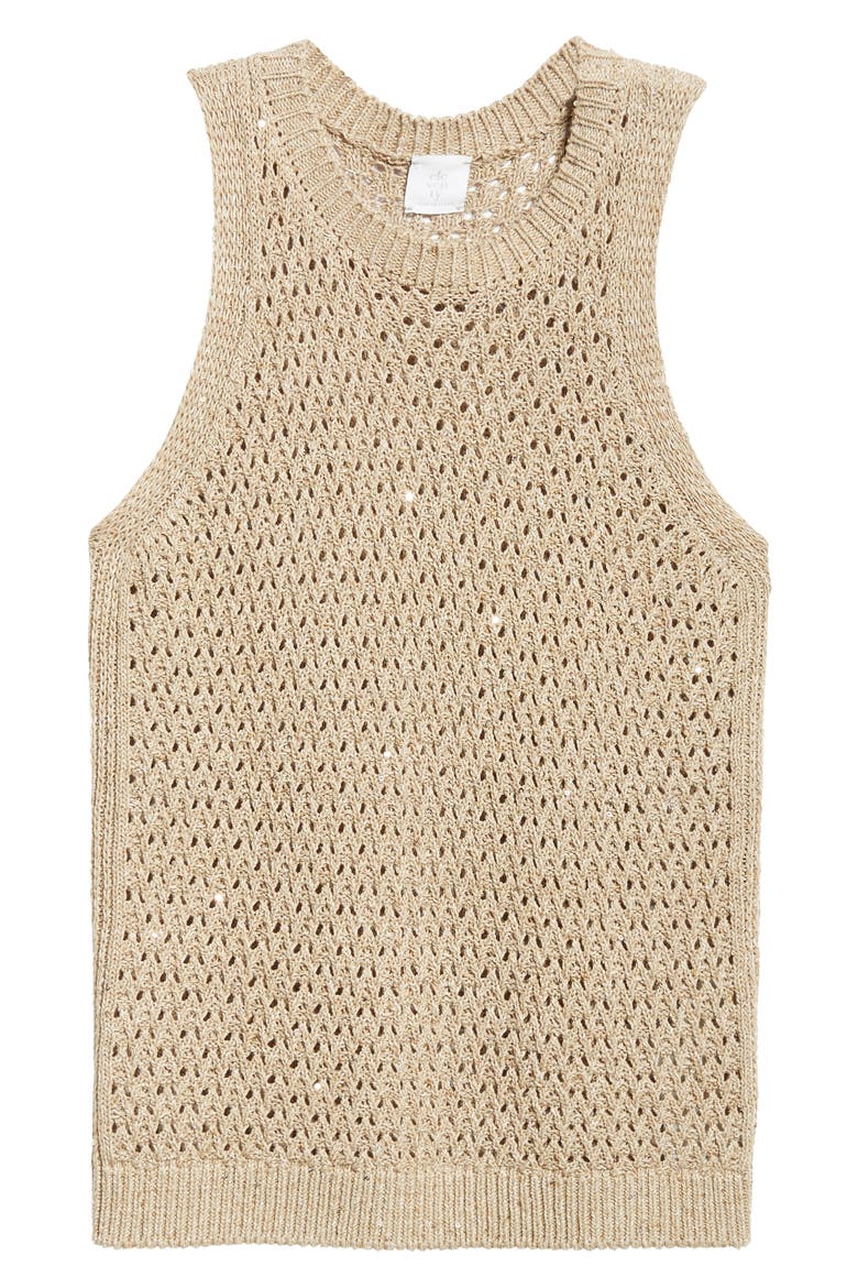 Sequin Open Stitch Sweater Tank, Alternate, color, SAND