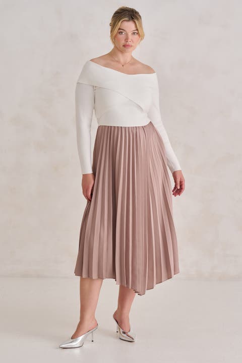 The Woodland Pleated Mixed Media Dress