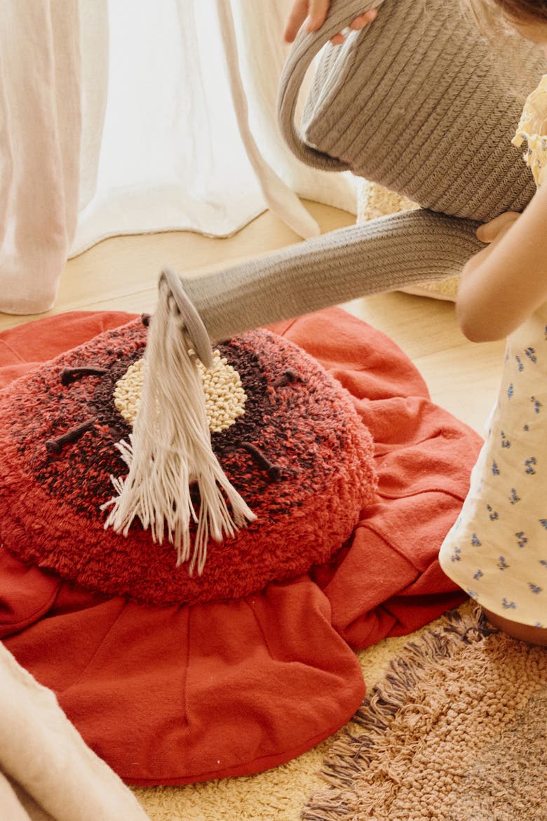 Floor Cushion Poppy, Alternate, color, Red, Honey, Natural