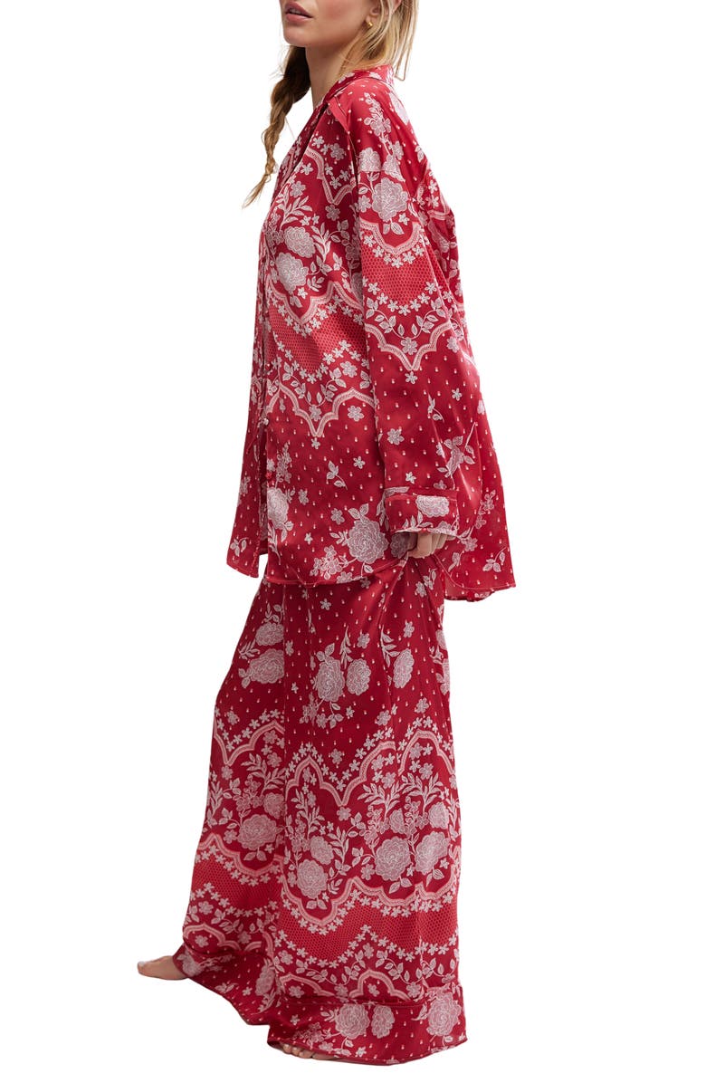 Free People Dreamy Days Print Pajamas, Alternate, color, Cherry Combo