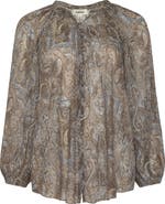 L'AGENCE Teagan Paisley Puff Sleeve Top