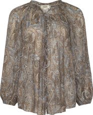 L'AGENCE Teagan Paisley Puff Sleeve Top