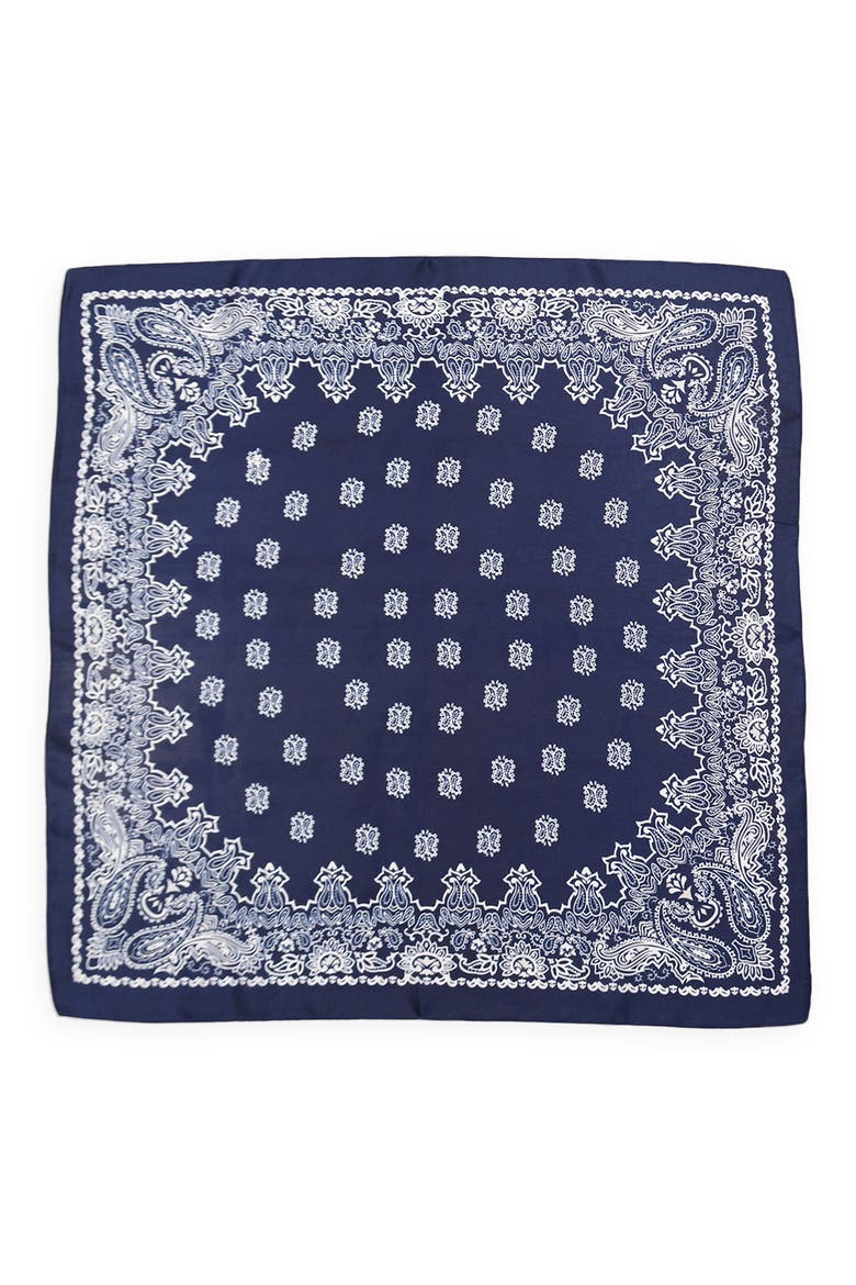 Bandana Print Square Scarf, Alternate, color, BLUE