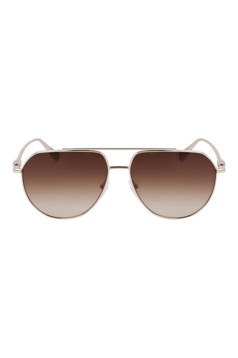 Roseau 57mm Gradient Aviator Sunglasses, Main, color, GOLD/ GRADIENT BROWN