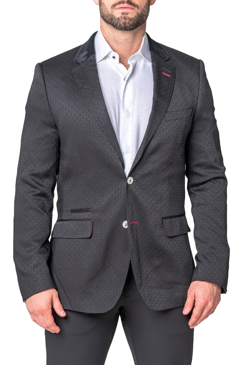 Socrates Black Geometric Sport Coat, Main, color, BLACK
