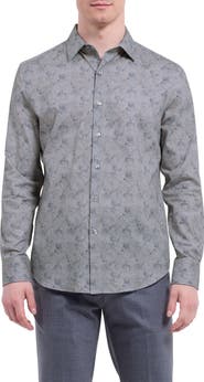 Bugatchi Julian Shaped Fit Floral Cotton Button-Up Shirt