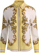 Alice + Olivia Willa Print Silk Button-Up Shirt