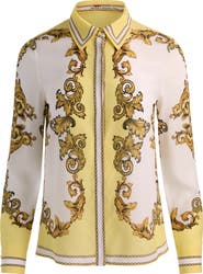 Alice + Olivia Willa Print Silk Button-Up Shirt