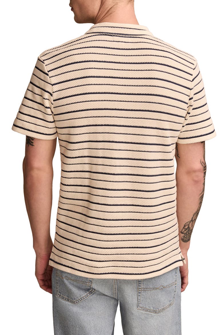 Jacquard Stripe Johnny Collar Cotton Polo, Alternate, color, BEIGE MULTI