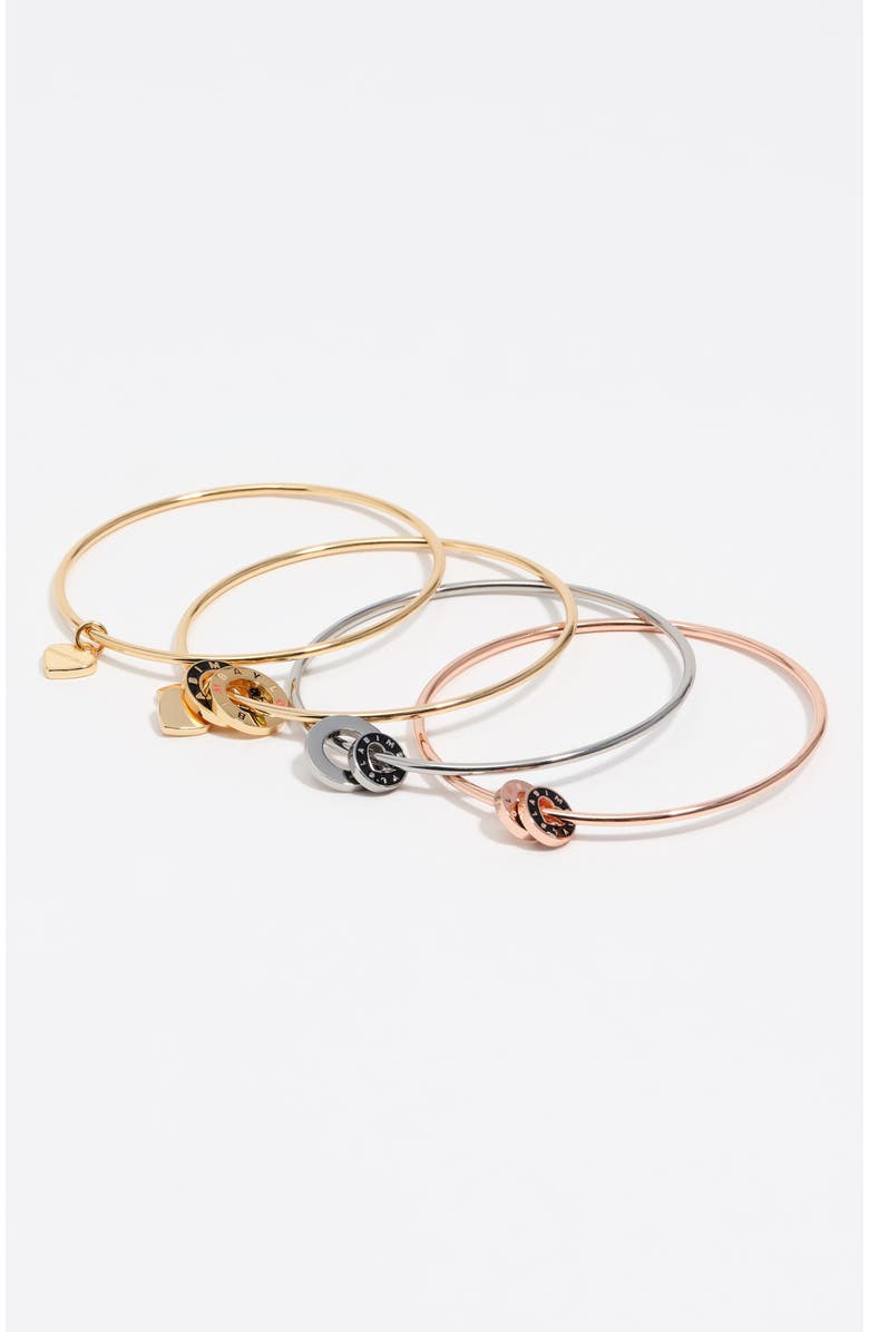 Bimba y Lola Set Of 5 Heart Logo Bracelets, Main, color, Multi Antique Gold