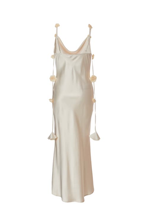 QUIZ QUIZ SATIN COWL NECK MAXI DRESS WITH TRAILING FLORAL TRIM