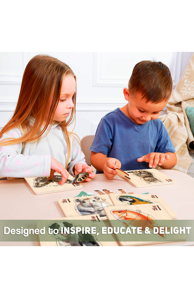 Quokka Wooden Montessori Puzzle Set for Toddlers, Alternate, color, Realistic Animals