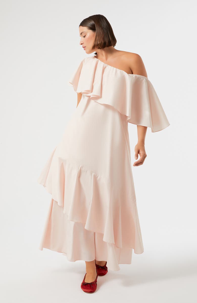 Marina Rinaldi Pioppo Ruffle One-Shoulder Maxi Dress, Alternate, color, Pink