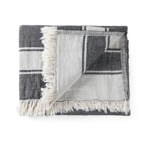 Olive And Linen Olive & Linen Summer Double Sided Throw In Black