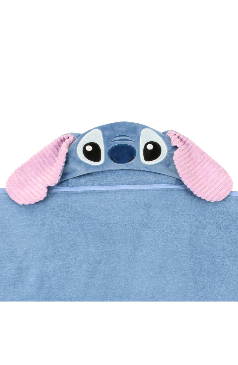 Lambs & Ivy Disney Stitch Luxury Cotton Terry Hooded Baby Bath Towel, Alternate, color, Blue