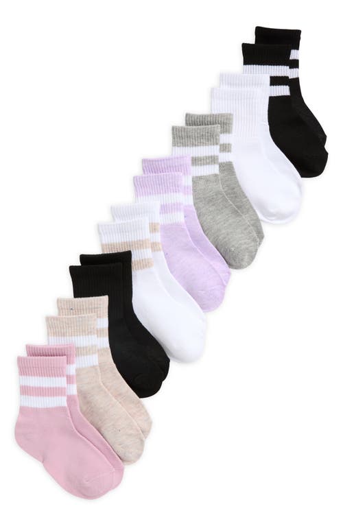 Capelli New York Kids' Sport Stripes Assorted 8-pack Quarter Socks