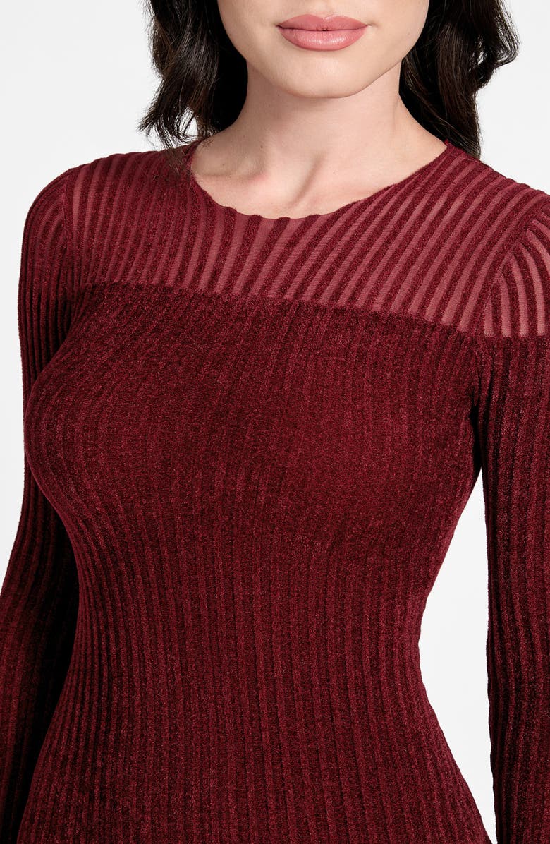 GUESS Rowena Long Sleeve Rib Chenille Sweater Dress, Alternate, color, Medium Red