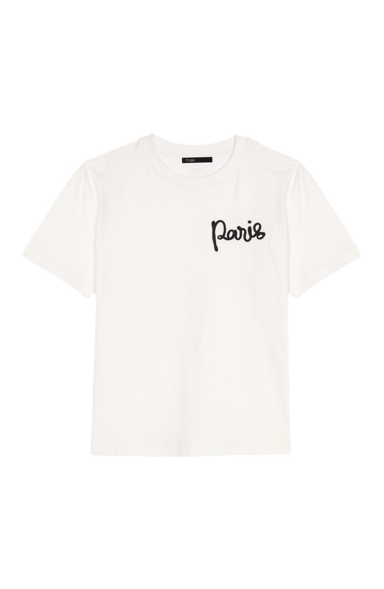 maje T-shirt with embroidered Paris logo, Alternate, color, White