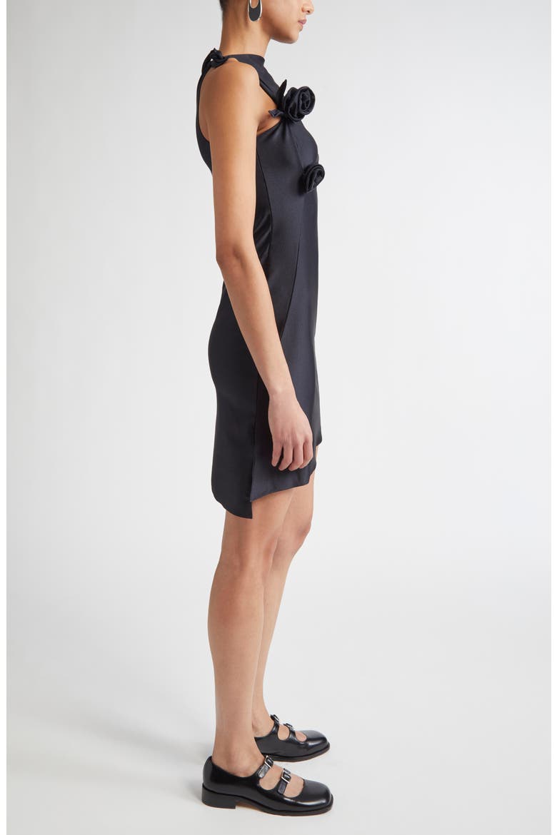 Asymmetric Flower Minidress, Alternate, color, BLACK