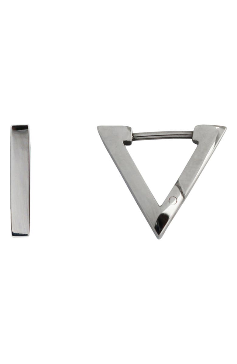 REBL Triangle Hoop Earrings, Main, color, Silver