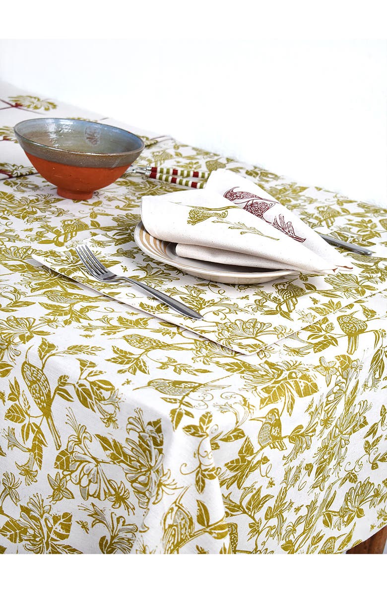 FRENCH HOME Honeysuckle Botanical Tablecloth, Alternate, color, Chartreuse