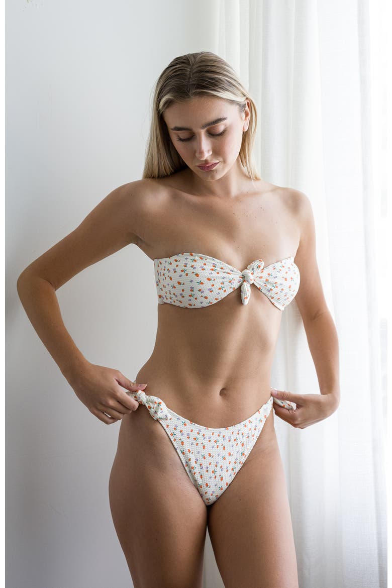 Bunny Knotted Bandeau Bikini Top, Alternate, color, Shortcake