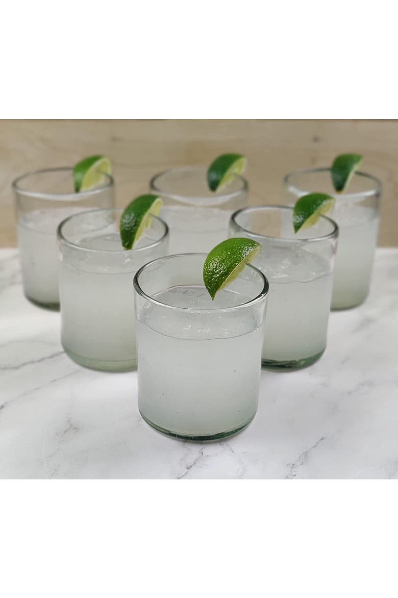 Hand Blown Mexican Drinking Glasses - Set of 6, Alternate, color, Clear