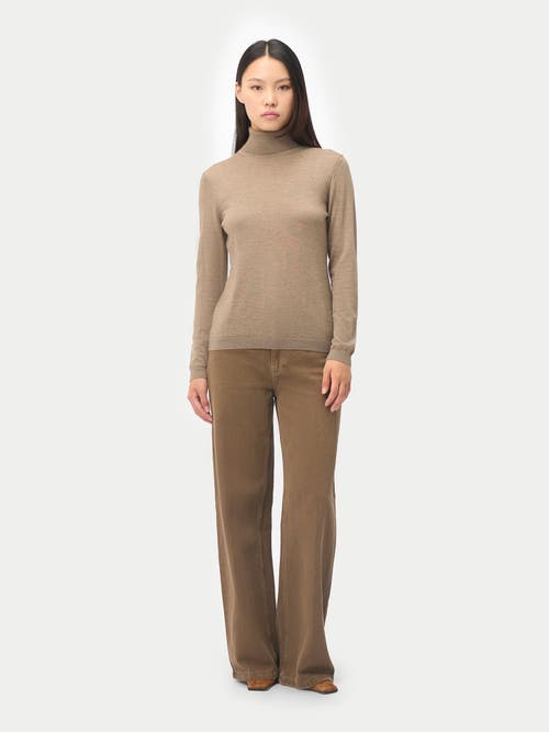 Gobi Mongolian Cashmere Wardrobe Essential Cashmere-silk T-neck Sweater In Brown