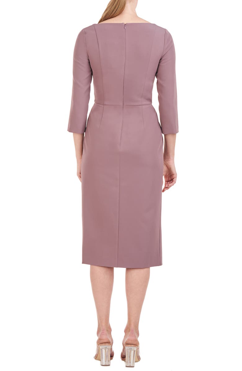 Kay Unger Anya Draped Midi Sheath Dress, Alternate, color, 