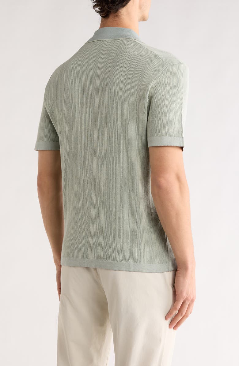Bugatchi Johnny Collar Ribbed Cotton & Silk Polo Sweater, Alternate, color, Mint