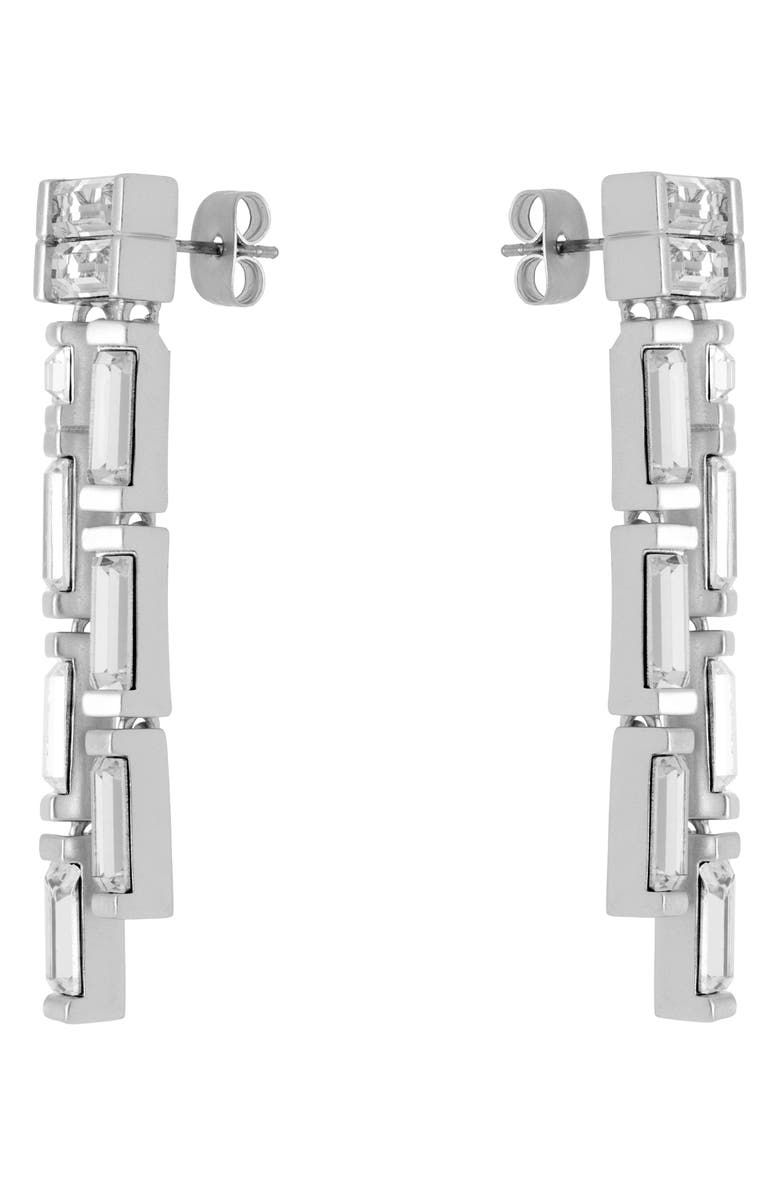 Reiss Livia Linear Crystal Drop Earrings, Alternate, color, Silver Tone / Clear Crystal