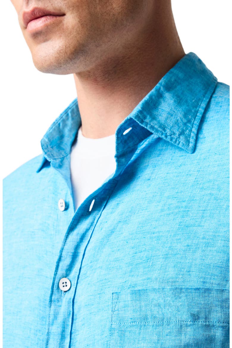 Coromandel Button-Up Linen Shirt, Alternate, color, COBALT