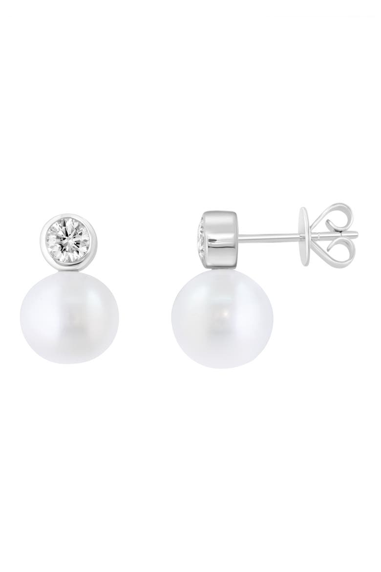 Lab-Grown Diamond & Freshwater Pearl Drop Earrings, Alternate, color, WHITE