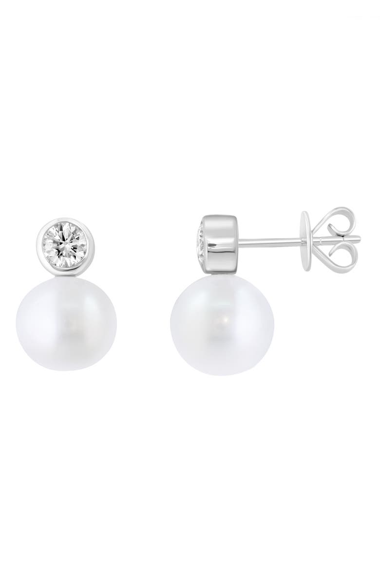 EFFY Lab-Grown Diamond & Freshwater Pearl Drop Earrings, Alternate, color, White