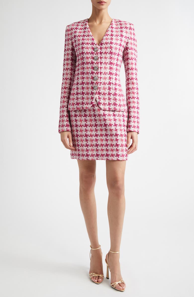 ST. JOHN Skyler Ritz Metallic Tweed Skirt, Alternate, color, Peony / Magenta Metallic Multi