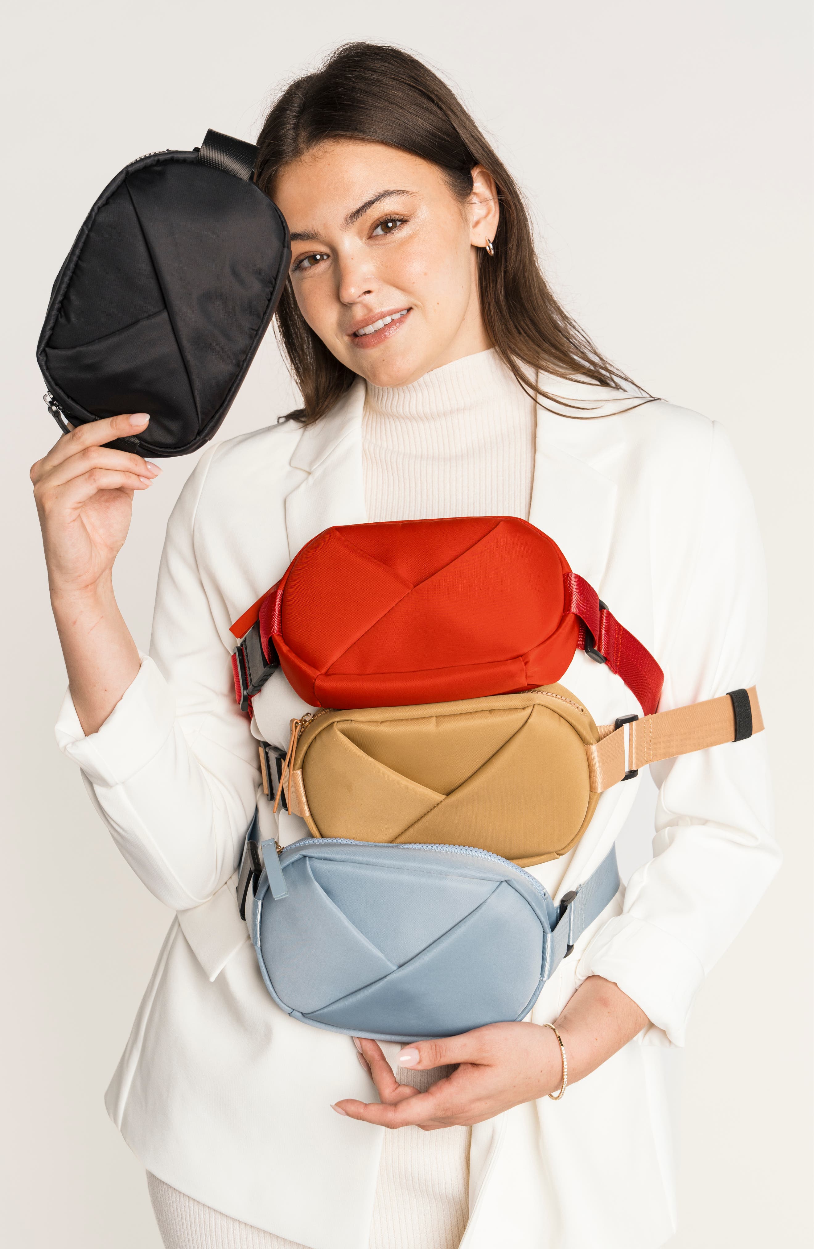 Lux and Nyx Origami Sling Bag and Belt Bag For Women, Alternate, color, Black