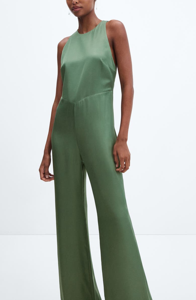 MANGO Wide Leg Satin Jumpsuit, Alternate, color, 