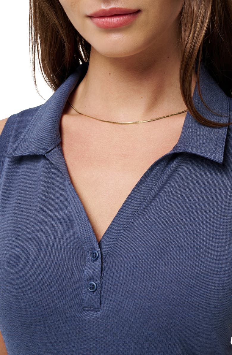 TravisMathew Featherweight Active Sleeveless Polo, Alternate, color, Heather Navy Blazer