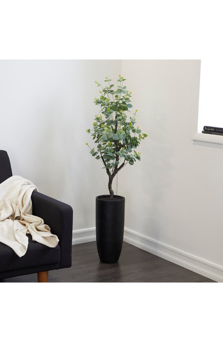 GINGER BIRCH STUDIO Green Faux Foliage Potted Artificial Eucalyptus Tree, Alternate, color, Green