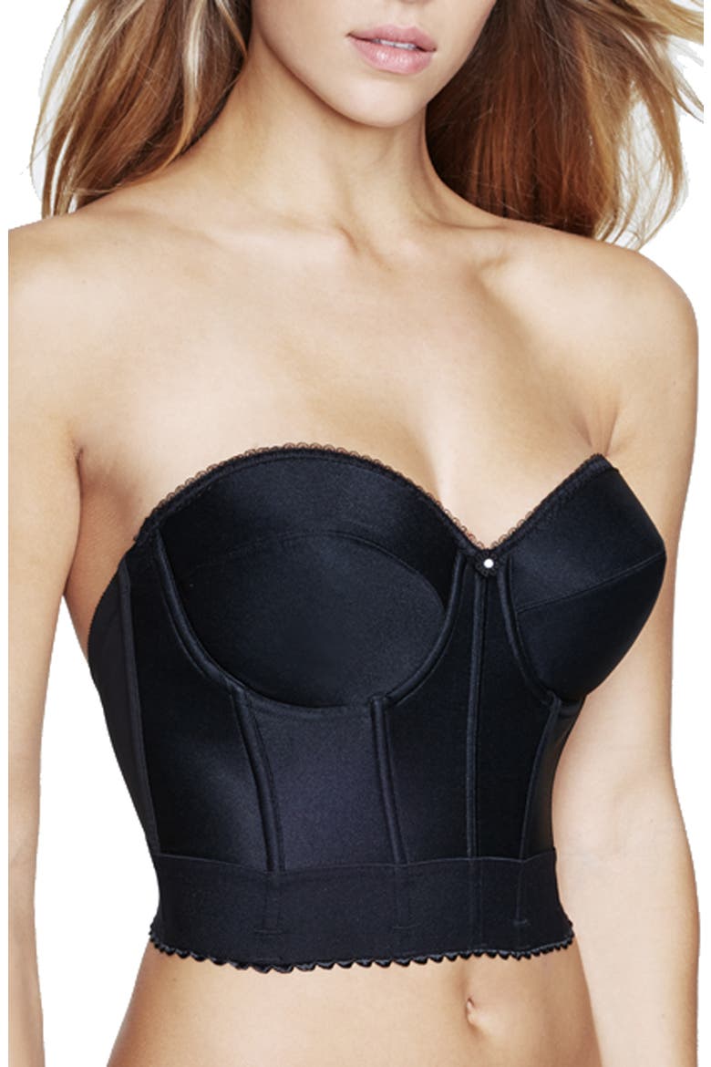 Noemi Low Back Strapless Underwire Bustier, Alternate, color, BLACK