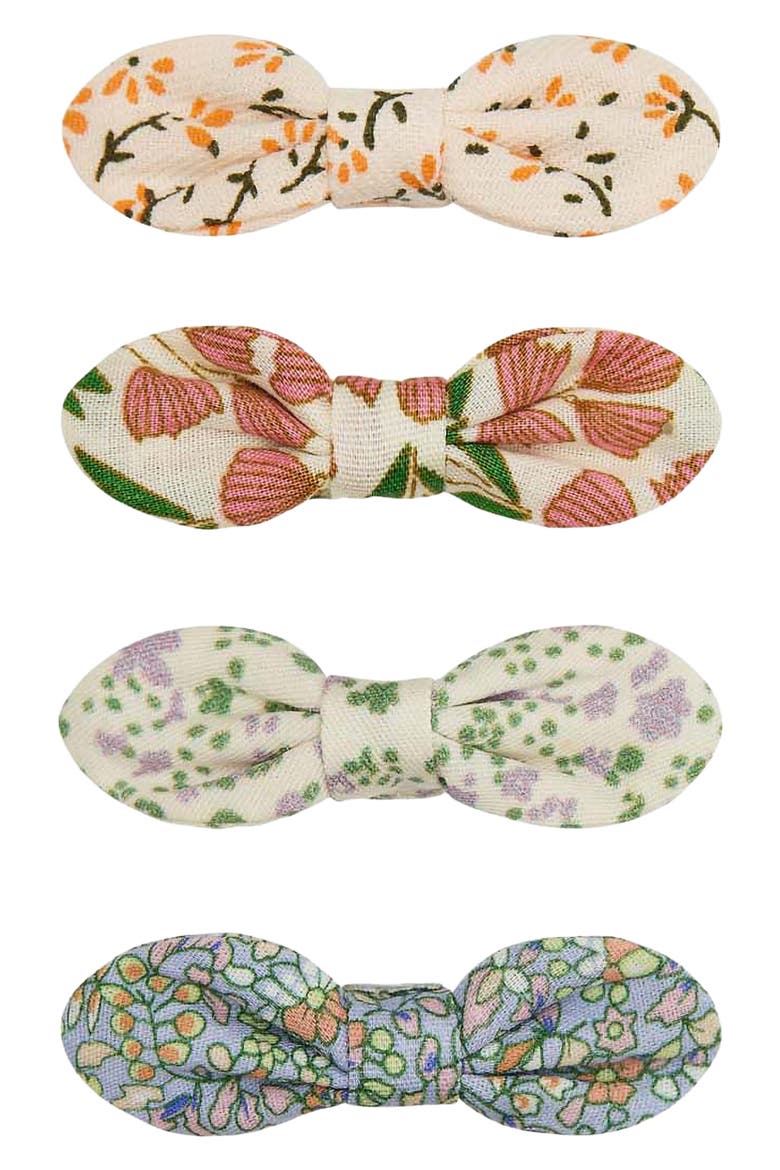 Kids' 4-Pack Flora Bow Hair Clips, Main, color, MEDIUM BEIGE