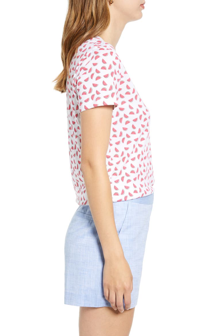 Watermelon Graphic Cotton Blend Tee, Alternate, color, WHITE MULTI WATERMELON PRINT