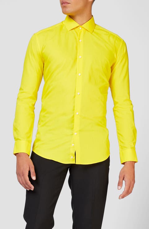Yellow Fellow Modern Tailored Fit Wrinkle Resistant Button-Up Shirt