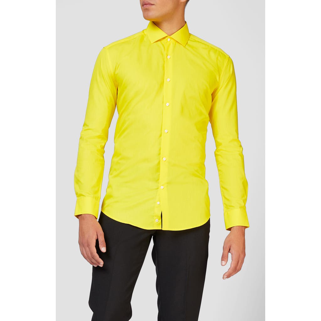 Opposuits Yellow Fellow Modern Tailored Fit Wrinkle Resistant Button-up Shirt In Yellow