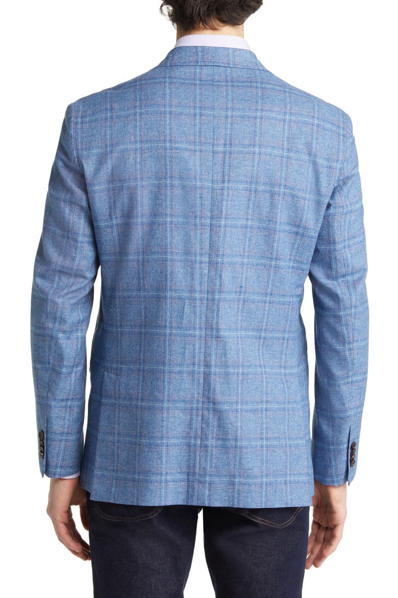 Karl Slim Fit Soft Construction Plaid Wool Blend Sport Coat, Alternate, color, LIGHT BLUE