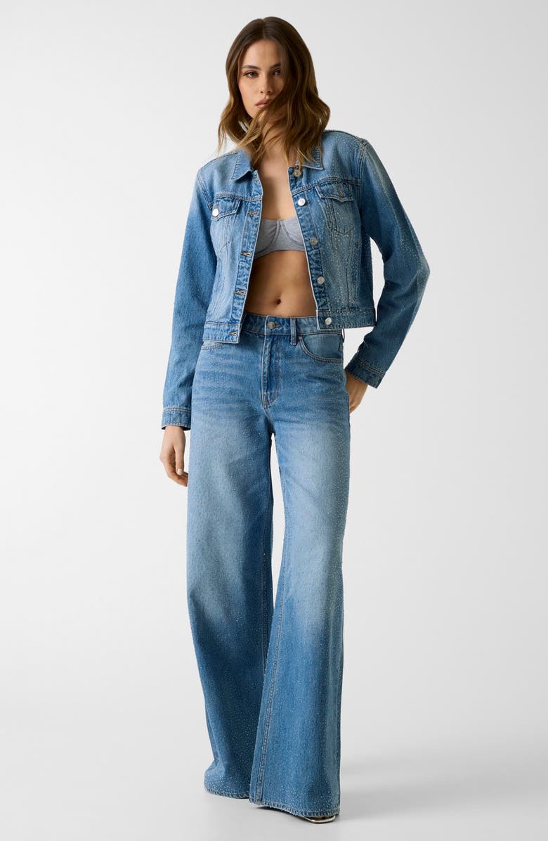 GUESS Alba High Waist Wide Leg Jeans, Alternate, color, Blue