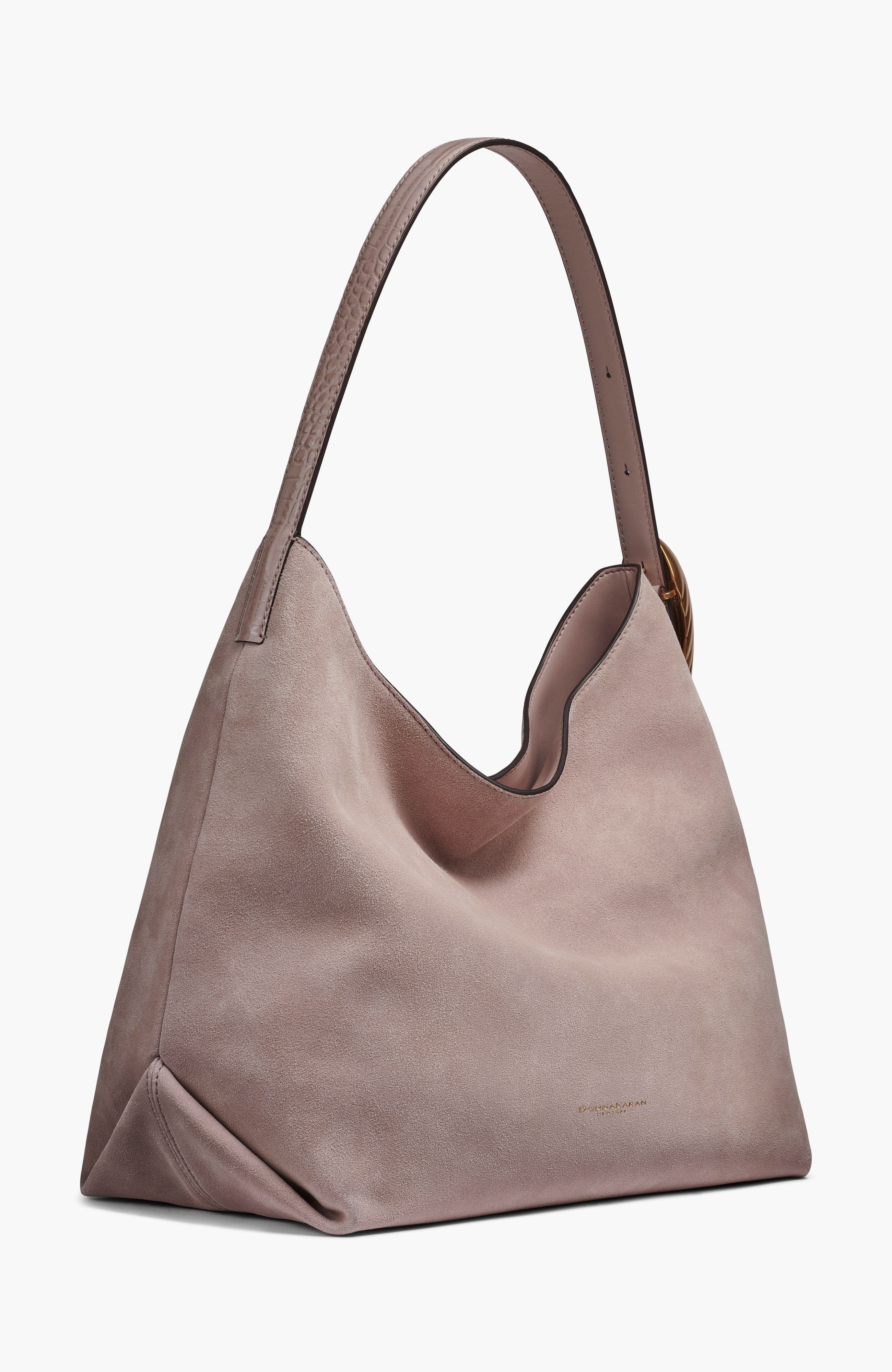 Donna Karan New York Georgette Suede Shoulder, Alternate, color, Shadow Grey